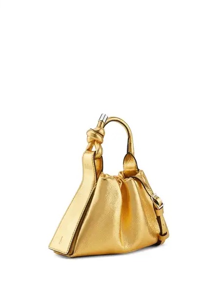 Behno New York Tina Baguette Mini Crinkle Ruched Bag Gold — image 3 of 8